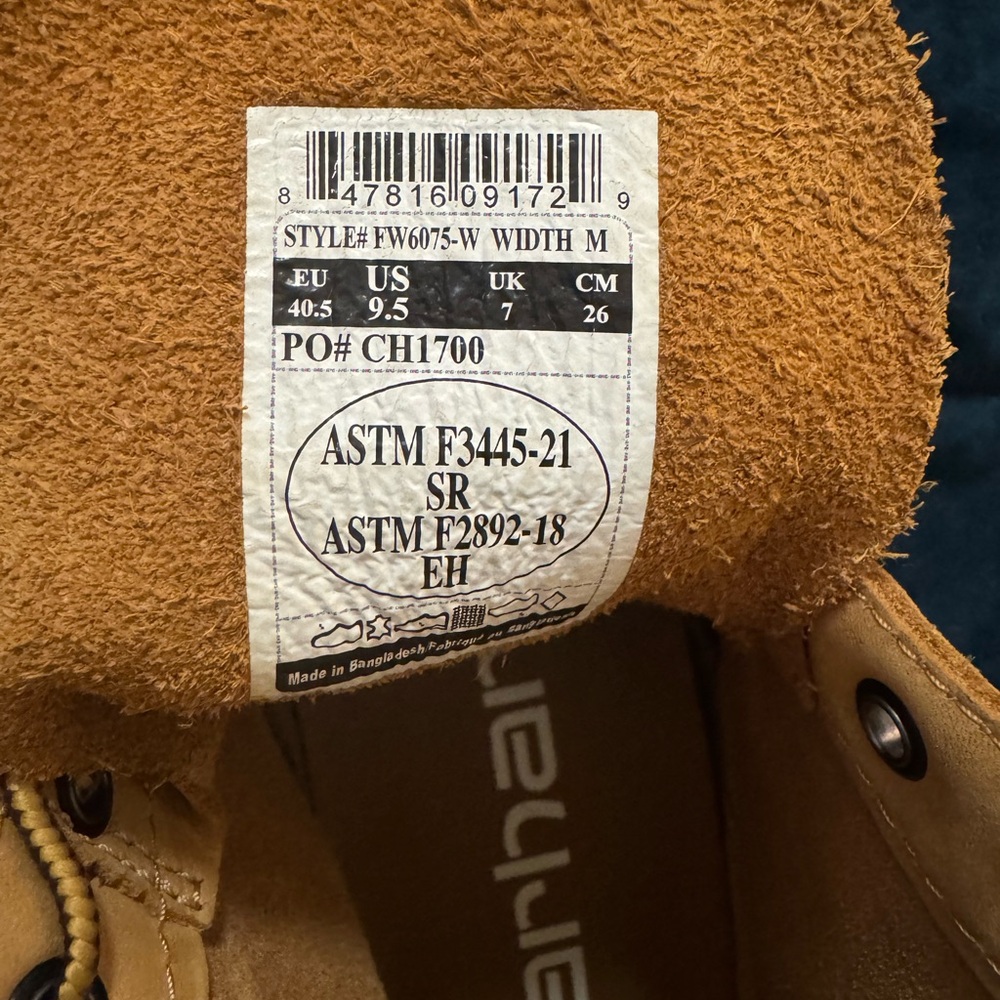 NEW…Carhartt unisex Tan Work Boots size 9.5 - Picture 4 of 5